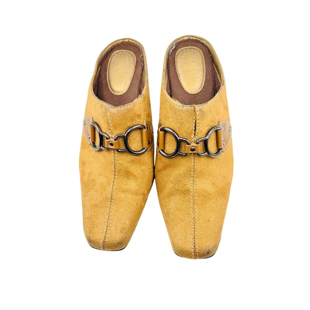 Aerosoles Monty Vintage Camel Y2K Boho suede mules slides heels shoes sz 6.5